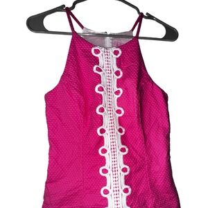 Lilly Pulitzer Pink Sleeveless Top with White Accents